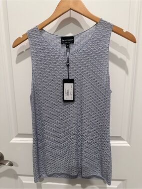 Emporio Armani Women's Pale Blue Textured Sleeveless Tank